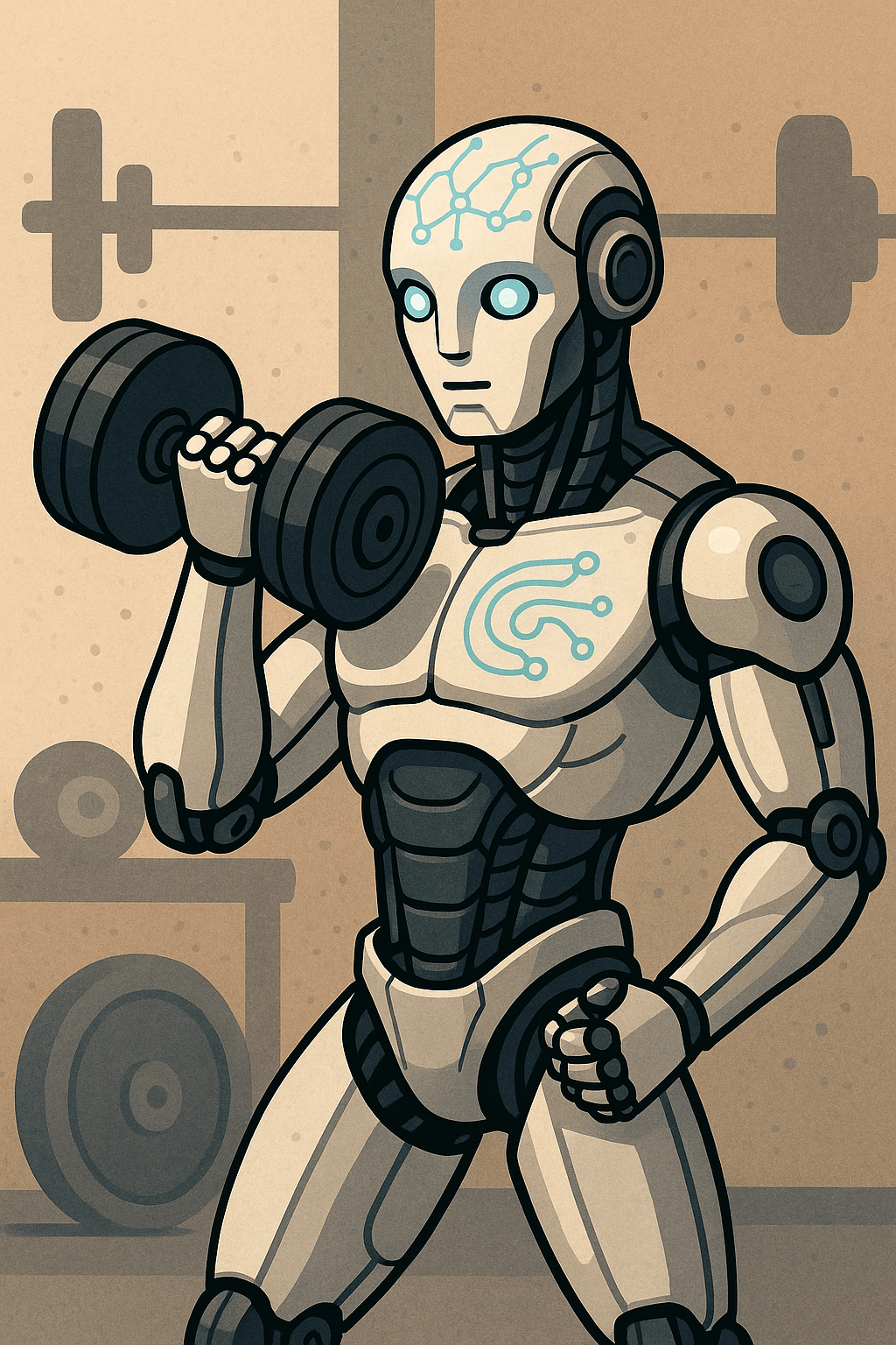 foto de un robot haciendo ejercicio con una mancuerna