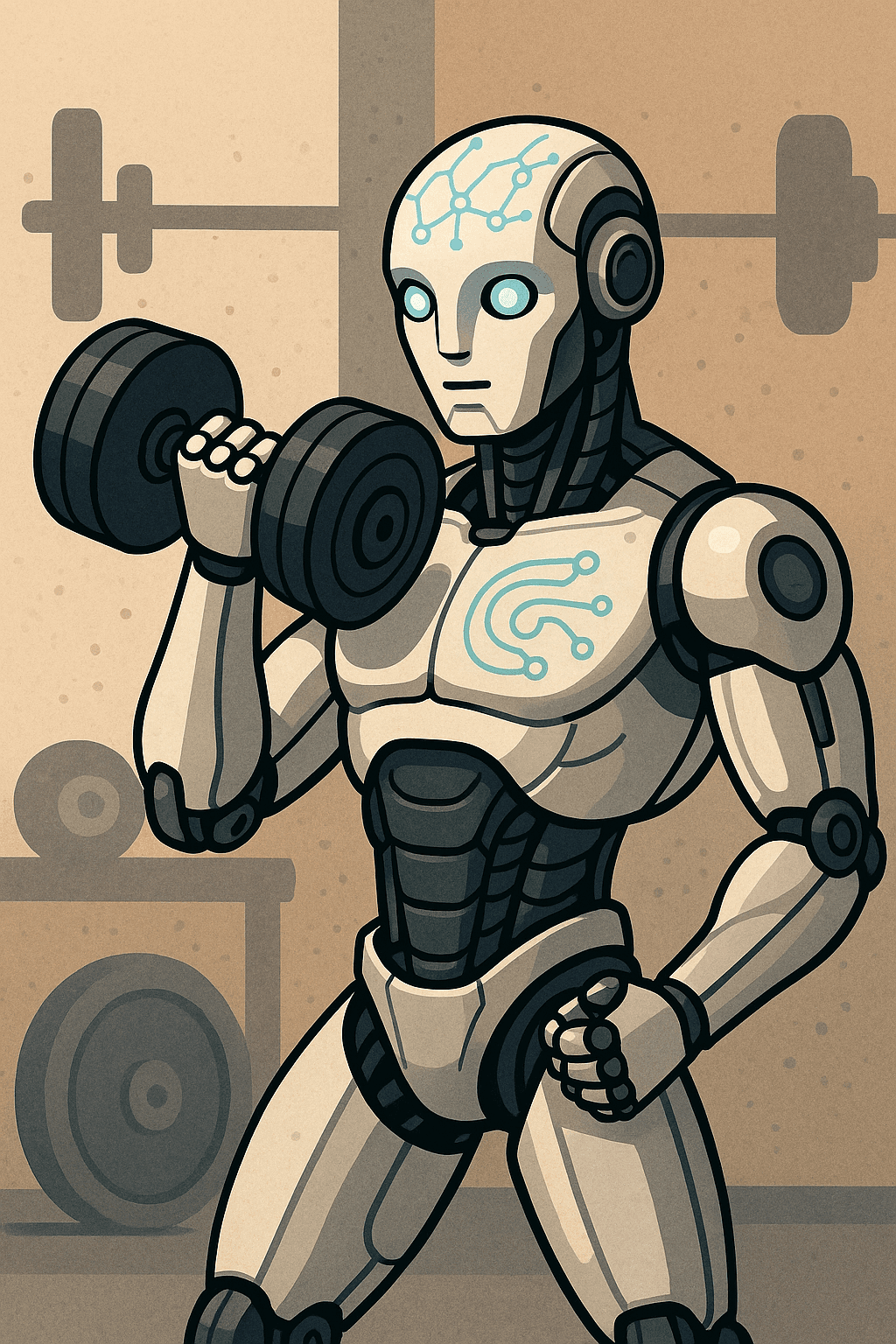 foto de un robot haciendo ejercicio con una mancuerna